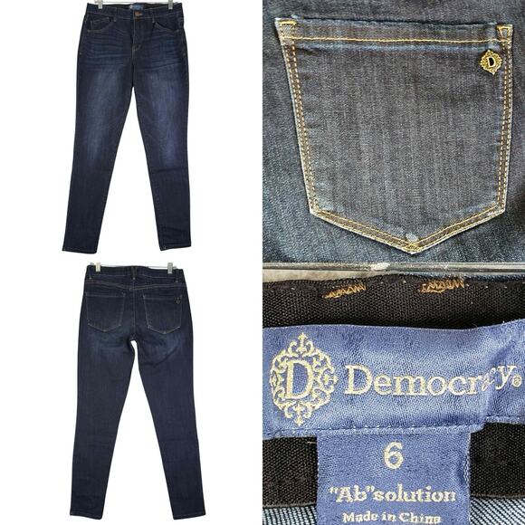 Democracy Jeans AB Solution Women's Size 6 Dark Wash Skinny Leg Mid Rise - Picture 1 of 8